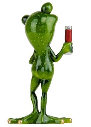 Статуетка "жаба з келихом" (16,5 см) зелена2 фото