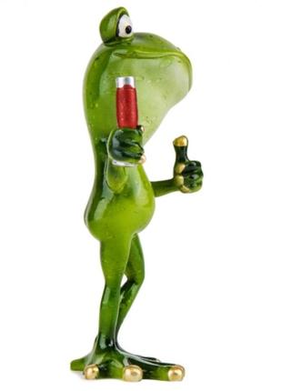 Статуетка "жаба з келихом" (16,5 см) зелена3 фото