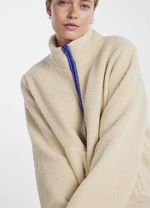 Кофта тедді, кофта-куртка, зіпка в молочному кольорі на застібці від бренду pieces4 фото