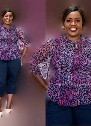 Новая красивая брендовая блузка "next" цветной леопардовый принт. размер uk18/eur46.8 фото