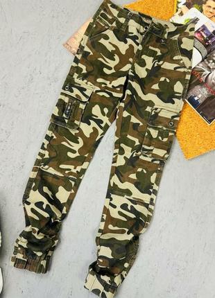 Шикарные стильные коттоновые брюки милитари камуфляж2 фото