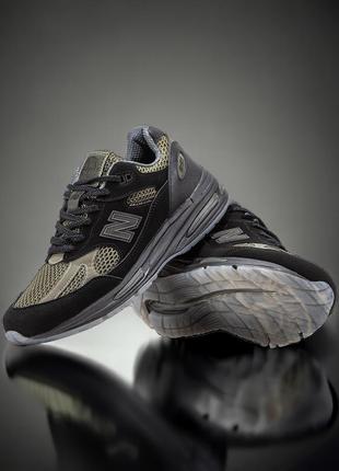 Шикарні чоловічі кросівки new balance 991 v2 x stone island black olive premium чорні з оливковим