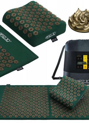 Килимок акупунктурний з подушкою 4fizjo ergo mat xl аплікатор кузнєцова 4fj0385 navi green/gold