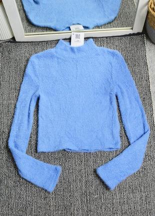 Новый мохнатый синий свитер zara