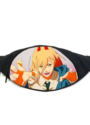 Поясная сумка бананка человек бензопила chainsaw man (gb сwm 041) gear bag черная
