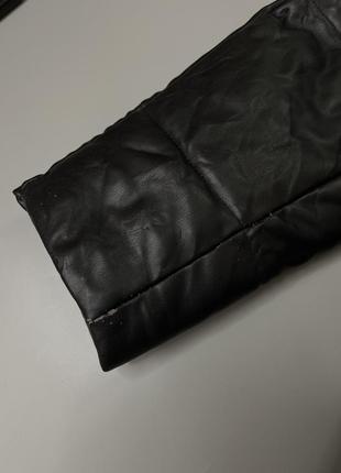 Чорна дута шкіряна куртка zara, зара, оригінал, пуховик, пуффер, оверсайз, дутик, шкіра9 фото