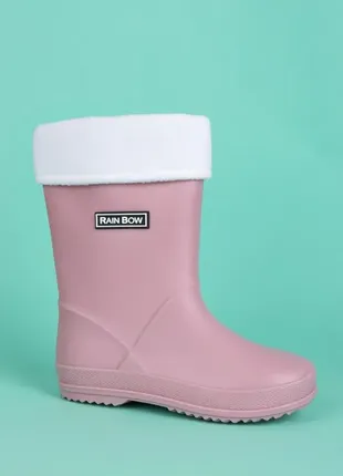 Гумові чоботи для дівчаток m116-6  утеплені рожеві
