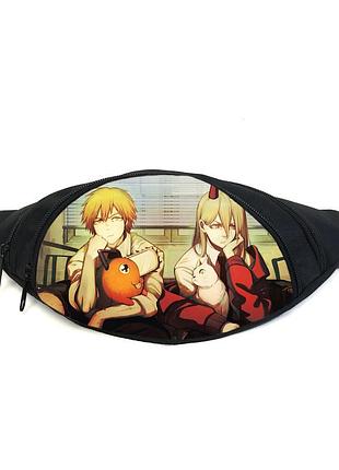 Поясная сумка бананка человек бензопила chainsaw man (gb сwm 020) gear bag черная