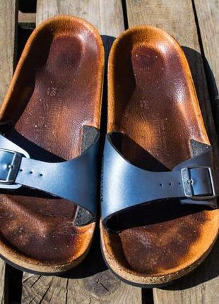 Оригінал, шкіра, ортопедичні шльопанці birkenstock6 фото