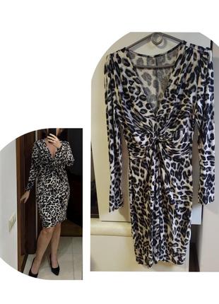 Платье трикотажное с животным принтом