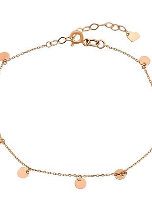 Стильный золотой браслет на руку с подвесками монетки женский браслет из золота цепочка на руку золото 17-20см