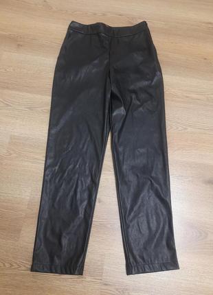 Кожаные прямые брюки брюки экокожа1 фото