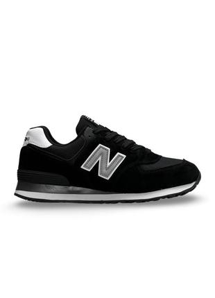 Мужские кроссовки new balance 574 black white gray reflective