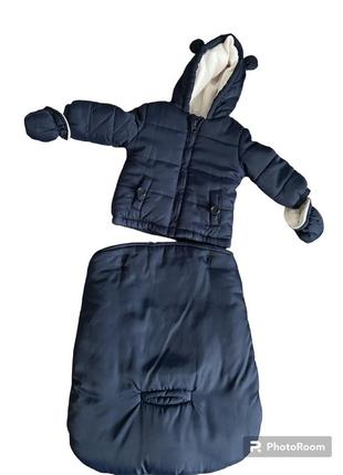 . утепленная зимняя куртка с конвертиком на пуговицах с перчатками🩵3 фото