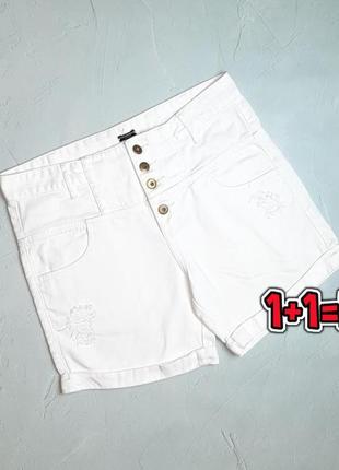 🎁1+1=3 фирменные белые джинсовые джинсовые шорты calzedonia, размер 46 - 481 фото