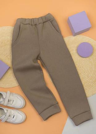 Теплые зимние брюки на флисе для мальчиков, утепленные спортивные брюки трехнитка с начесом