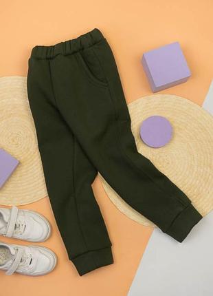 Теплые зимние брюки на флисе для мальчиков, утепленные спортивные брюки трехнитка с начесом