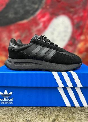 Отличные мужские кроссовки adidas retropy e5 full black чёрные