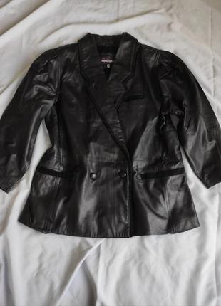 Стильная винтажная оверсайз куртка пиджак из натуральной кожи