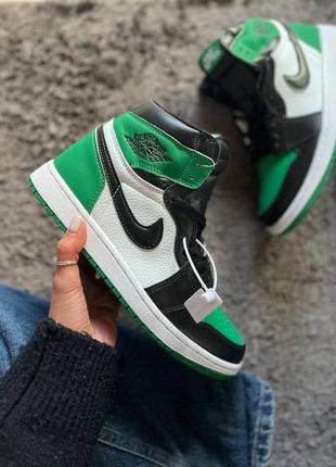 Кроссовки мужские nike air jordan retro 1 black green white