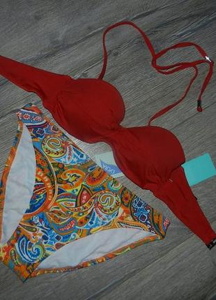 70в/s/38/10 h&m терракотовый яркий раздельный купальник бандо новый