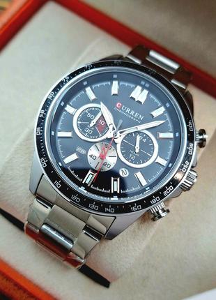 Мужские классические кварцевые стрелочные наручные часы с хронографом curren 8418 sb. металлический браслет