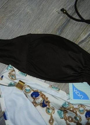 36/xs h&m стильный коричневый раздельный купальник бандо новый3 фото