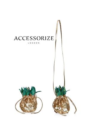 Accessorize pineapple мини-сумка ананас с пайетками бисером блестящая микро сумочка летняя3 фото