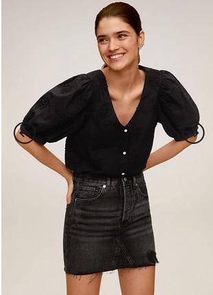 Блуза рубашка mango, блуза с рукавами воланами, трендовая рубашка с широкими рукавами