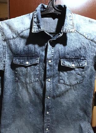 Шикардосная джинсовая рубашка на кнопках4 фото