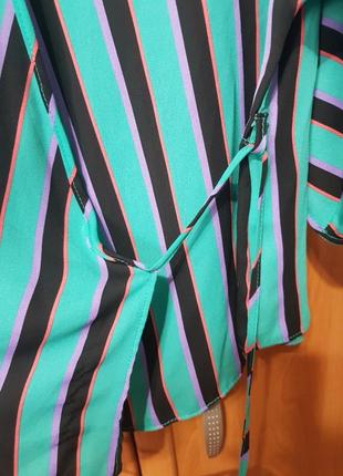 Летняя легкая блузка на завязке, красивая бирюзовая блузочка в полосочку, кофта7 фото