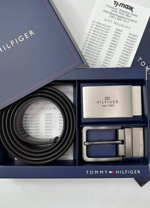 Двосторонній чоловічий ремінь із двома пряжками tommy hilfiger подарунковий набір6 фото