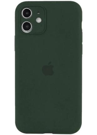 Чехол fiji silicone case full camera для apple iphone 12 бампер накладка с защитой камеры dark green