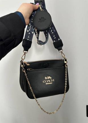 Женская сумка coach multi pochette черная