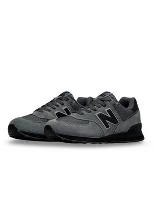 Мужские кроссовки new balance 574 dark gray black reflective