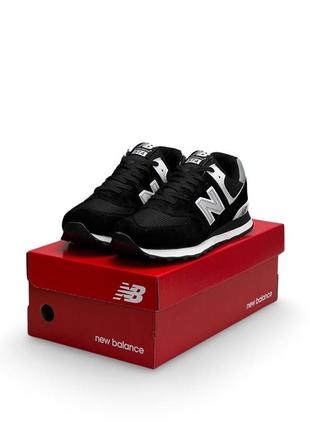 Мужские кроссовки new balance 574 black white reflective