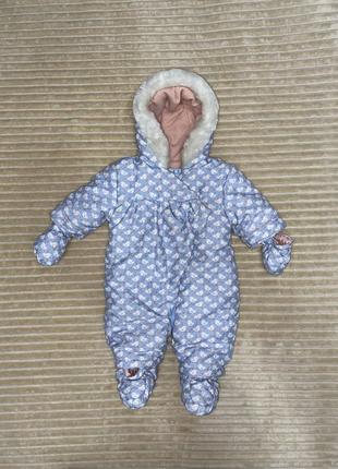 Зимовий дитячий теплий суцільний комбінезон комбез для немовлят комбенізон для малюка