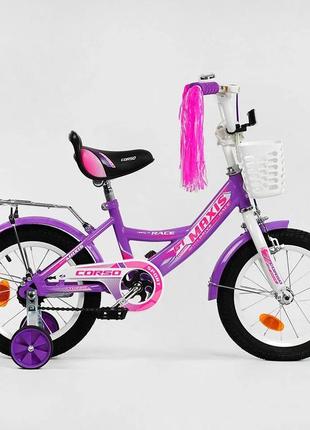 Велосипед двухколесный колеса 14 дюймов для девочки corso maxis cl - 14847, сидение с ручкой, собранный на 753 фото