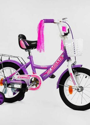 Велосипед двухколесный колеса 14 дюймов для девочки corso maxis cl - 14847, сидение с ручкой, собранный на 751 фото
