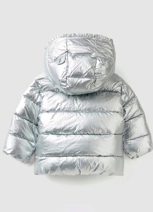 Стильная куртка с ушками серебряного цвета "металлик" benetton 2-3лет4 фото