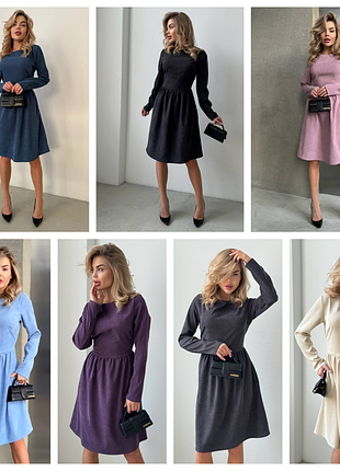 Платье женское короткое по колено из микровельвета 42-48 черное, сливовое, джинс (синее)3 фото