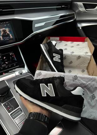 Мужские кроссовки new balance 574 black white gray reflective