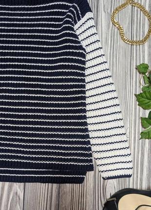 Синьо-білий бавовнчний светр у смужку m&s collection #32723 фото