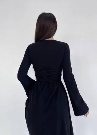 Женское платье короткое черное серое оливковое оливковое бежевое базовое на шнуровке2 фото