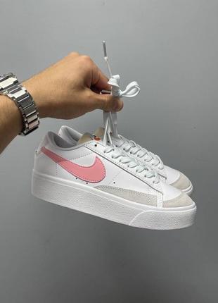 Найк блейзер ловплатформ nike blazer low platform white • pink glaze