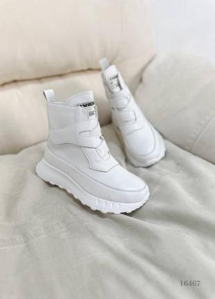 Распродажа натуральные кожаные демисезонные белые ботинки на липучках без утеплителя3 фото
