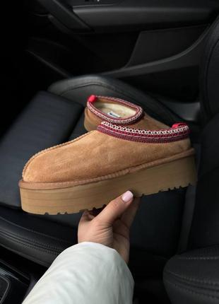 Трендовые угги в стиле угги tasman slippers platform chestnut (premium)7 фото