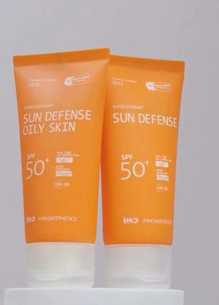 Сонцезахисний крем з матуючим ефектом для жирної шкіри sunblock uvp 50+ oily skin innoaesthetics 60 г