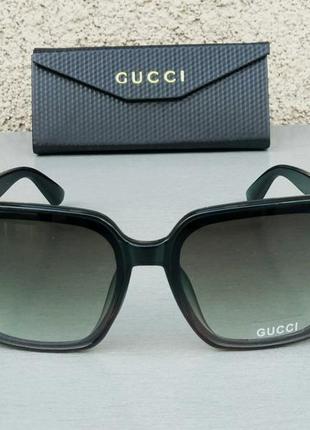 Gucci очки женские солнцезащитные темно зеленые с градиентом1 фото