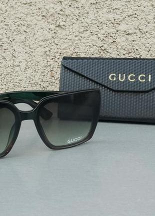 Gucci очки женские солнцезащитные темно зеленые с градиентом3 фото